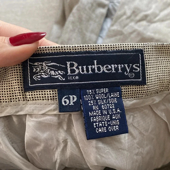 Burberry Vintage Burberry’s Pleated Wool Silk Pencil Skirt Gray Black Size 6P - Picture 11 of 16